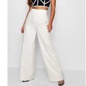 Long white wide leg pants